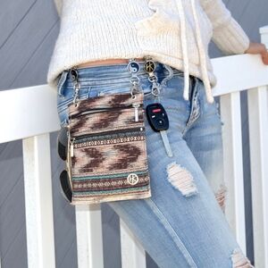 Hip Klips Belt Clip Bali Teal Canvas Zip Top Hands Malibu Sunset Bag Brand New